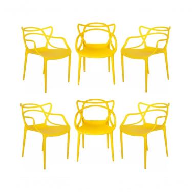 Imagem de Kit 6 Cadeiras Allegra Estrutura em Plástico Assento em Polipropileno com Fibra de Vidro Amarelo