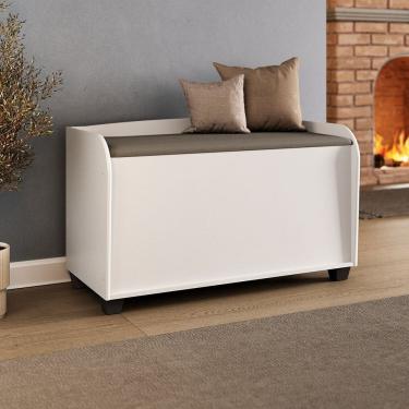 Imagem de Baú Caixa para Lenha Estofado Multiúso Branco Branco