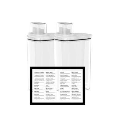Imagem de Kit 2 dispenser Sabão em pó e amaciantes + 1 cartelade etiquetas lavan