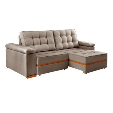 Imagem de Sofá Retrátil e Reclinável 2,10m Prada Vivaro Decor Linho Marrom