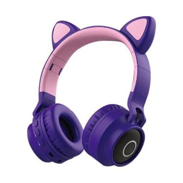 Imagem de Fone de ouvido Bluetooth 5.0 sem fio dobrável Cat Ear Purple - Marca P