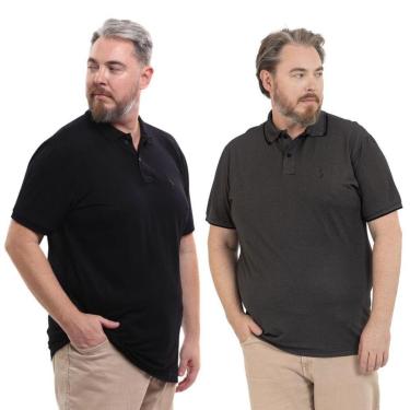 Imagem de Kit 2 Camisa Polo Masculina Plus Size Piquet Viscose Dry-Masculino