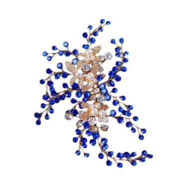 Imagem de Tiara De Cristal Com Pérolas E Strass Azul Para Mulheres, Acessório De
