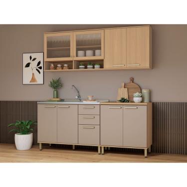 Imagem de Cozinha Compacta 100% Mdf 4 Pçs Duna Luciane Móveis Freijó-cinammon