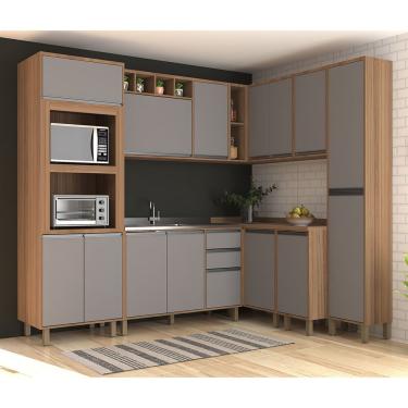 Imagem de Cozinha Completa 8 Pçs Espaço Micro-ondas 365cm Isa Luciane Vanilla-cinza Puro