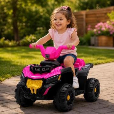 Imagem de Quadriciclo Infantil Elétrico Adventure Rosa Até 25kg Menina Passeio R