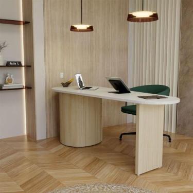 Imagem de Mesa para Escritório Look 4 Gavetas Branco/Carvalho - Panorama Móveis