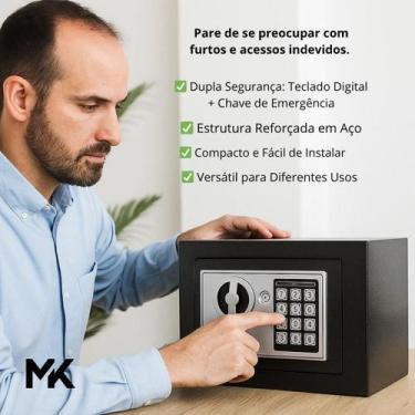 Imagem de Cofre Eletrônico Digital em Aço com Senha e Chave de Emergência Preto 