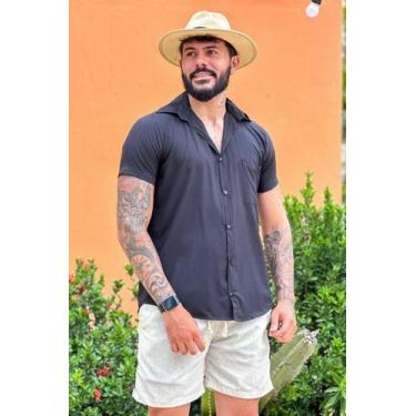 Imagem de Camisa Social  Botão Divertida Unissex Bela Preta - cs modas, Slim, Pr