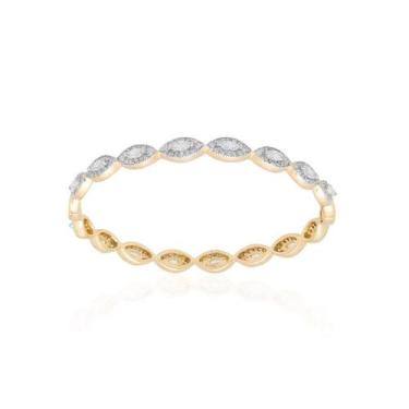 Imagem de Bracelete com Cravação Navete Banhado a Ouro - Zircônias - 6 mm de Lar