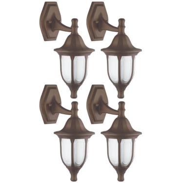 Imagem de Kit 4 Arandelas Luminária Elegante Marrom Injetada Plástico Lâmpada Suporte Superior Dital