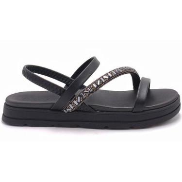 Imagem de Sandália Rasteira Feminina Flatform Moleca 5490.104, Preto grafite bla