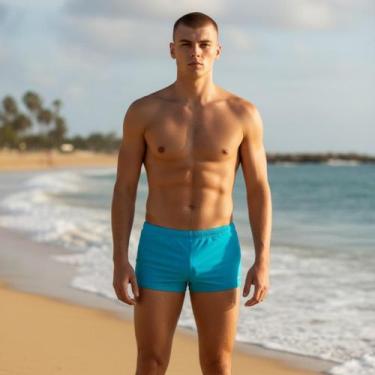 Imagem de Sunga boxer lisa adulto mais corpo, Azul clara, GG