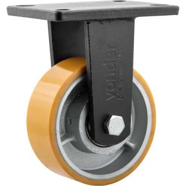 Imagem de Rodízio Fixo Industrial 5", de Poliuretano e Ferro Fundido, Laranja, V
