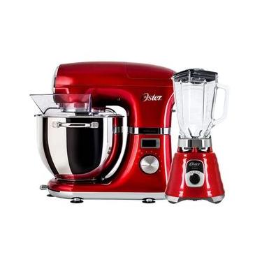 Imagem de Kit Batedeira Planetária 1000W 5L com Liquidificador New Osterizer 110V Vermelho Oster