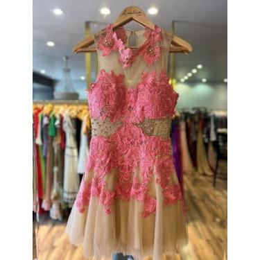Imagem de Vestido festa curto magalu feminino rosa com tule tam 36