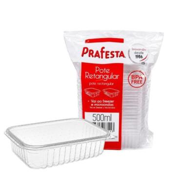 Imagem de Pote Retangular C/Tampa 500ml com 24 Unidades Prafesta