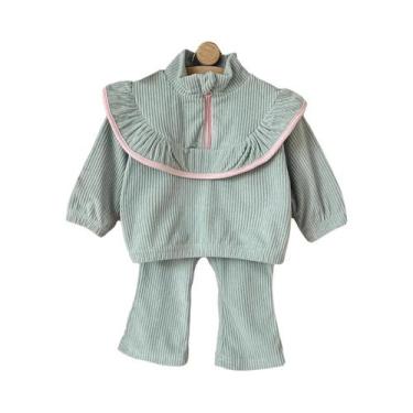Imagem de Conjunto De Loungewear Verde Menta Para Bebê Menina: Top Canelado De G