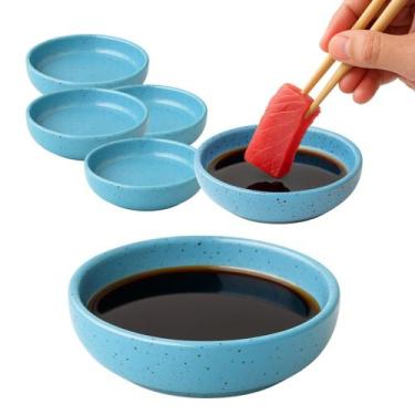 Imagem de Kit 24 Molheira Porta Shoyu Nozoki 10cm 110ml Azul Mesclado Sapporo - 