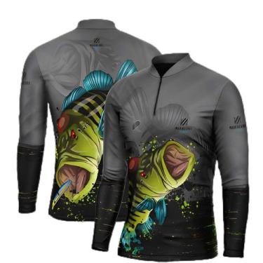 Imagem de Camiseta Esportiva de Pesca Mar Negro Proteção Solar Combat Tucunaré A