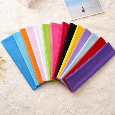 Imagem de Kit 12 Faixa de Cabelo em Malha Elástica Tiara Esportiva Fitness Yoga 