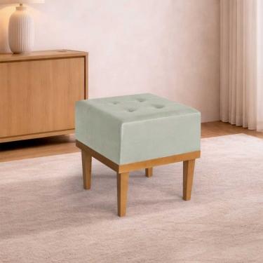 Imagem de Puff Quadrado MM-33 Banqueta Decorativa Espuma Assento Acquablock Bege Estofados Martins