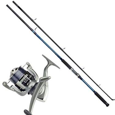 Imagem de Kit Molinete Pesca Serena 5000 com Linha e Vara Solara 2,10m 2 Partes até 12kg Azul