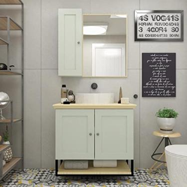 Imagem de Gabinete para Banheiro 2 Portas 1 Prateleira 80cm Nordic Mazzu Ácqua/natural