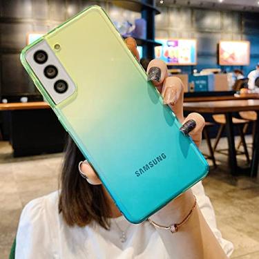 Imagem de Capa de telefone transparente gradiente ultra fina fashion para samsung galaxy note 20 s21 s20 fe ultra s10 plus a72 a52 a71 a51 a70 a50 capa protetora, verde para azul, para s20 fe