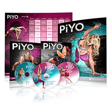 Imagem de Chalene Johnson's PiYo Kit Base para Exercícios em DVD com Vídeos de Exercícios + Ferramentas de Fitness e Guia de Nutrição, Programa de Treinos de Peso Corporal para Academia, Planos de Refeições e Fita métrica Incluídos, 3 DVDs
