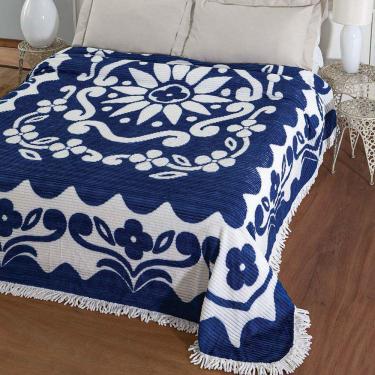 Imagem de Colcha Chenille Jolitex Casal Florida 2,20x2,40m Azul