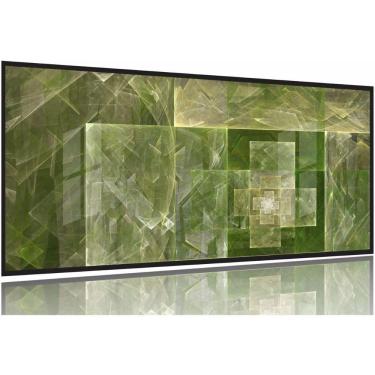 Imagem de Quadro Decorativo Abstrato Fractal Verde Sala Quarto 130x60 Moldura Preta 2x2