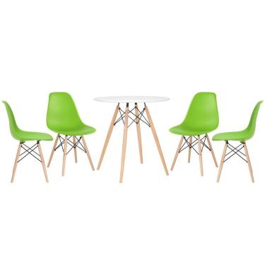 Imagem de KIT - Mesa redonda Eames 70 cm branco + 4 cadeiras Eiffel DSW