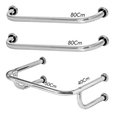 Imagem de 1 Barra De Apoio Lavatório 40x50cm 2 Alças De Segurança 80cm