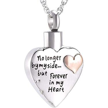 Imagem de FYJP Urna de cremação de corrente cinzas em forma de coração em forma de coração colar com pingente de freixo em forma de coração em forma de medalhão cinzeiro funeral joias - rosa