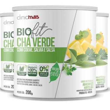 Imagem de Kit 3 Solúvel Biofit Chá Verde Adoçado Com Estévia 200g Clinicmais
