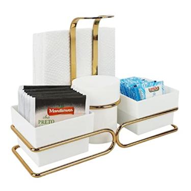 Imagem de Suporte Porta Sachês Chá Mexedor Guardanapos Café Dourado - 2247dd Future