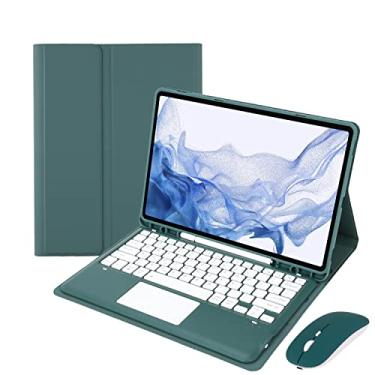 Imagem de Capa de teclado para Samsung Tab S8+/S8 Plus/S7 FE/S7 Plus com Mouse-Touchpad Teclado destacável com S Pen Holder Capa para Galaxy Tab S8 Plus 2022/S7 FE 2021/S7+ 2020 Tablet de 12,4 polegadas (Verde)