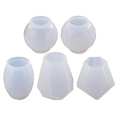 Imagem de Dynwave 5 peças DIY cristal epóxi garrafa de vinho conjunto de rolhas criativas em diamante rolhas de garrafa silicone, 5 peças moldes de silicone