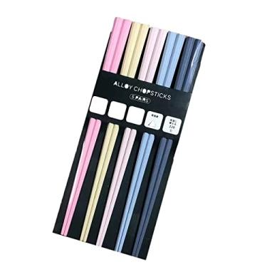 Imagem de 5 pares de pauzinhos de sushi octogonais estilo japonês conjunto de pauzinhos pontiagudos moda cor pauzinhos de plástico PET conjunto de pauzinhos de plástico PET(F)