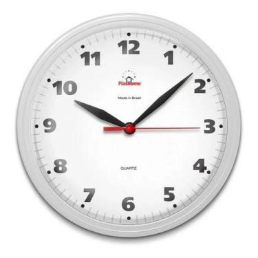 Imagem de Relógio De Parede Cozinha Sala Borda Branco 24cm Redondo - Plashome
