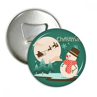 Imagem de Feliz Natal boneco de neve padrão abridor de garrafas ímã de geladeira emblema multifuncional
