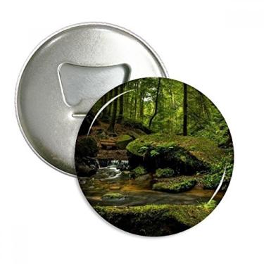 Imagem de Stream Green Silvicultura Ciência Natureza Cenário Abridor de Garrafas Imã de Geladeira Emblema Multifuncional