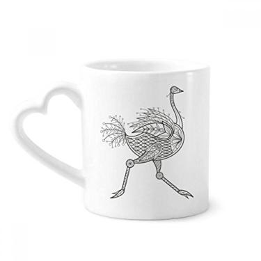 Imagem de Caneca longa de cerâmica para café com pintura de pássaro correndo copo de coração de vidro