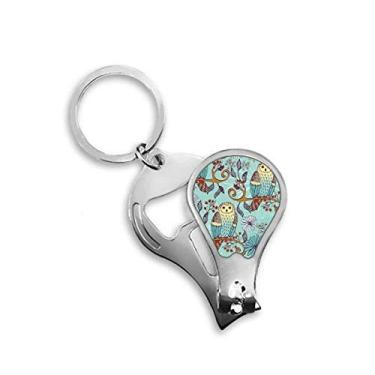 Imagem de Chaveiro abridor de unhas Blue Flower Owl Protect Animal Pet Lover cortador de unhas