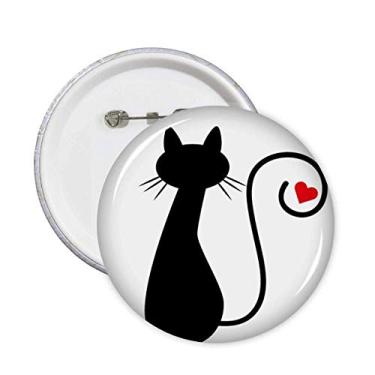 Imagem de Coração gato sentado sihouette animal alfinetes crachá botão emblema acessório decoração 5 peças