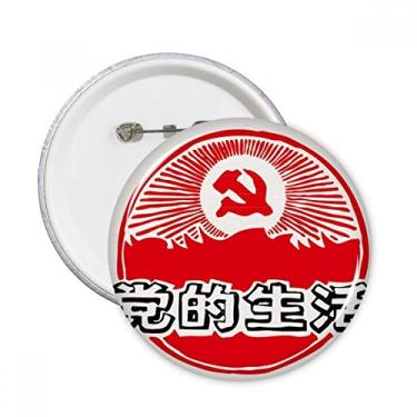 Imagem de Emblema de festa chinesa patriotismo vermelho pinos redondos crachá botão decoração acessório 5 peças