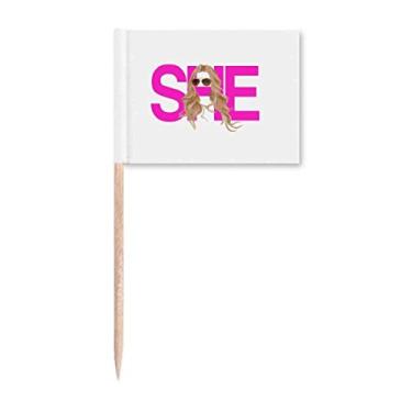 Imagem de Her Women Glasses Gold Art Déco Presente Fashion Palito Bandeiras Marcador Topper Decoração de Festa