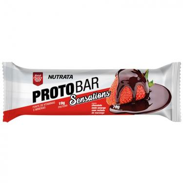 Imagem de ProtoBar (70g) - barra de proteína sabor Chocolate Meio Amargo c/ Recheio de morango - Nutrata