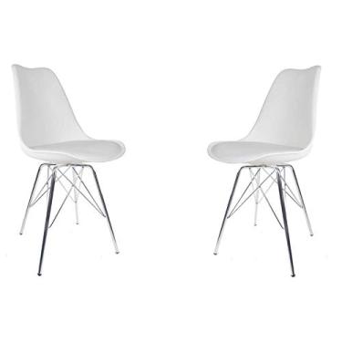 Imagem de 02 Cadeiras Saarinen Leda Tower Cromado Design Branco - Cadeiras de Jantar Tulipa